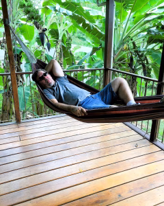 relaxing in hammock